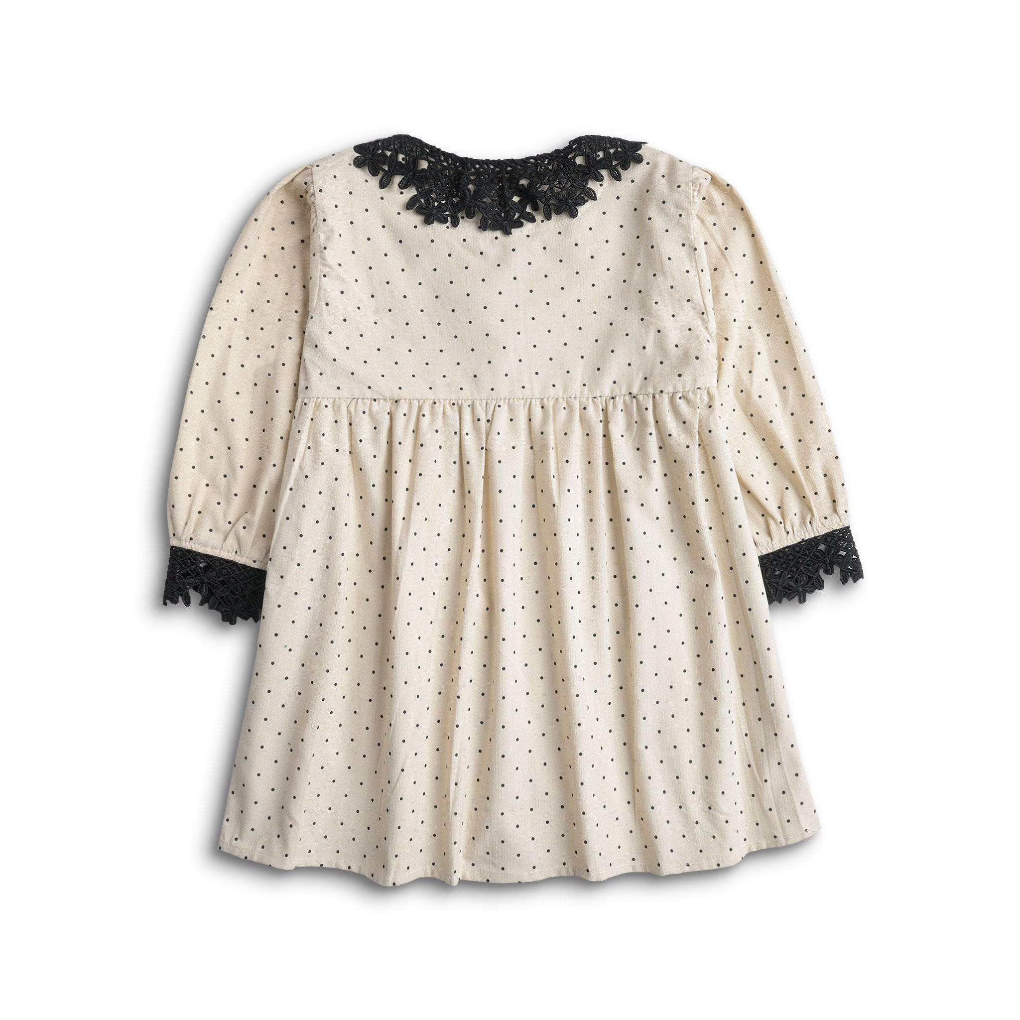 Polka Dots Lace detail Corduroy Dress