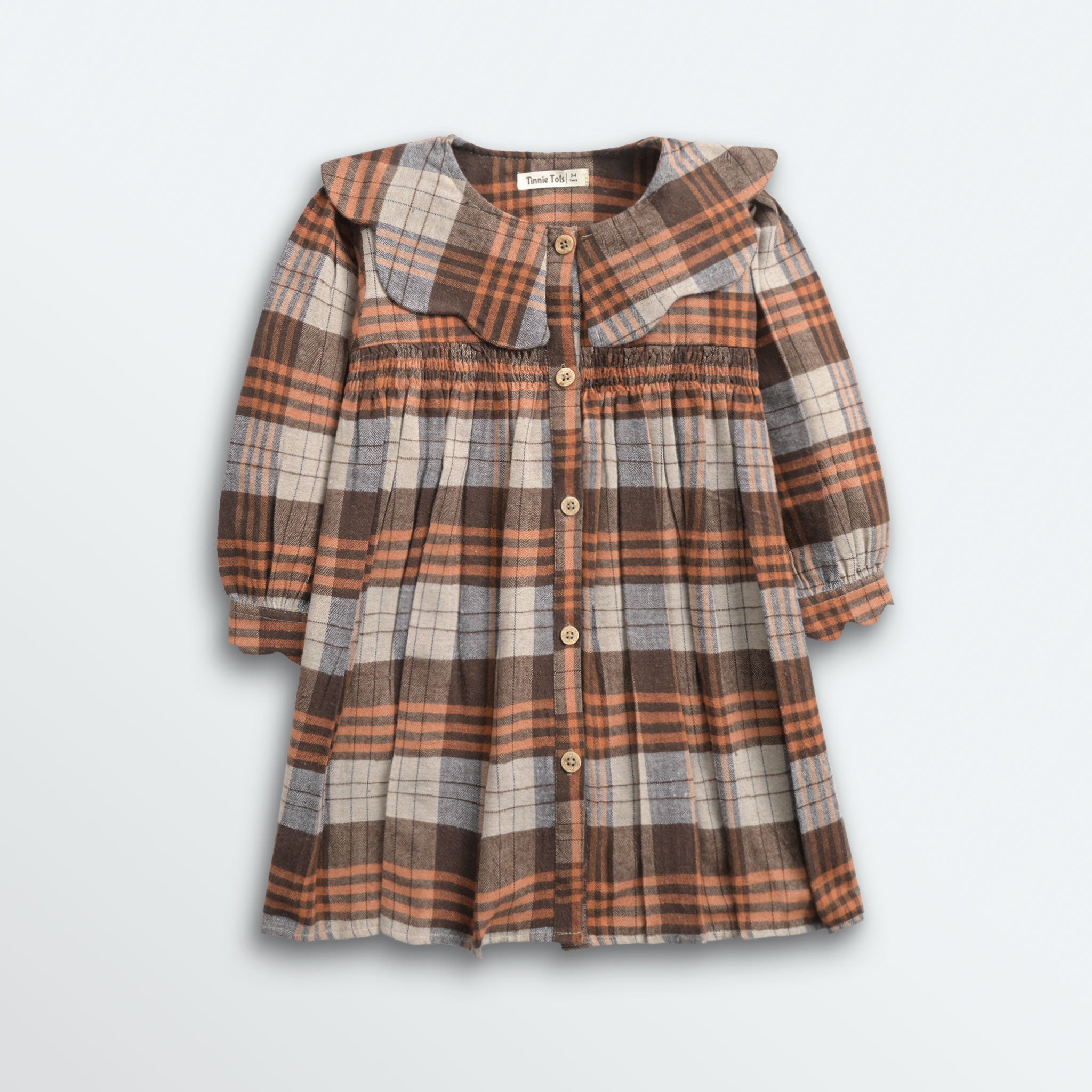 Pine Wood Statement Collar Dress