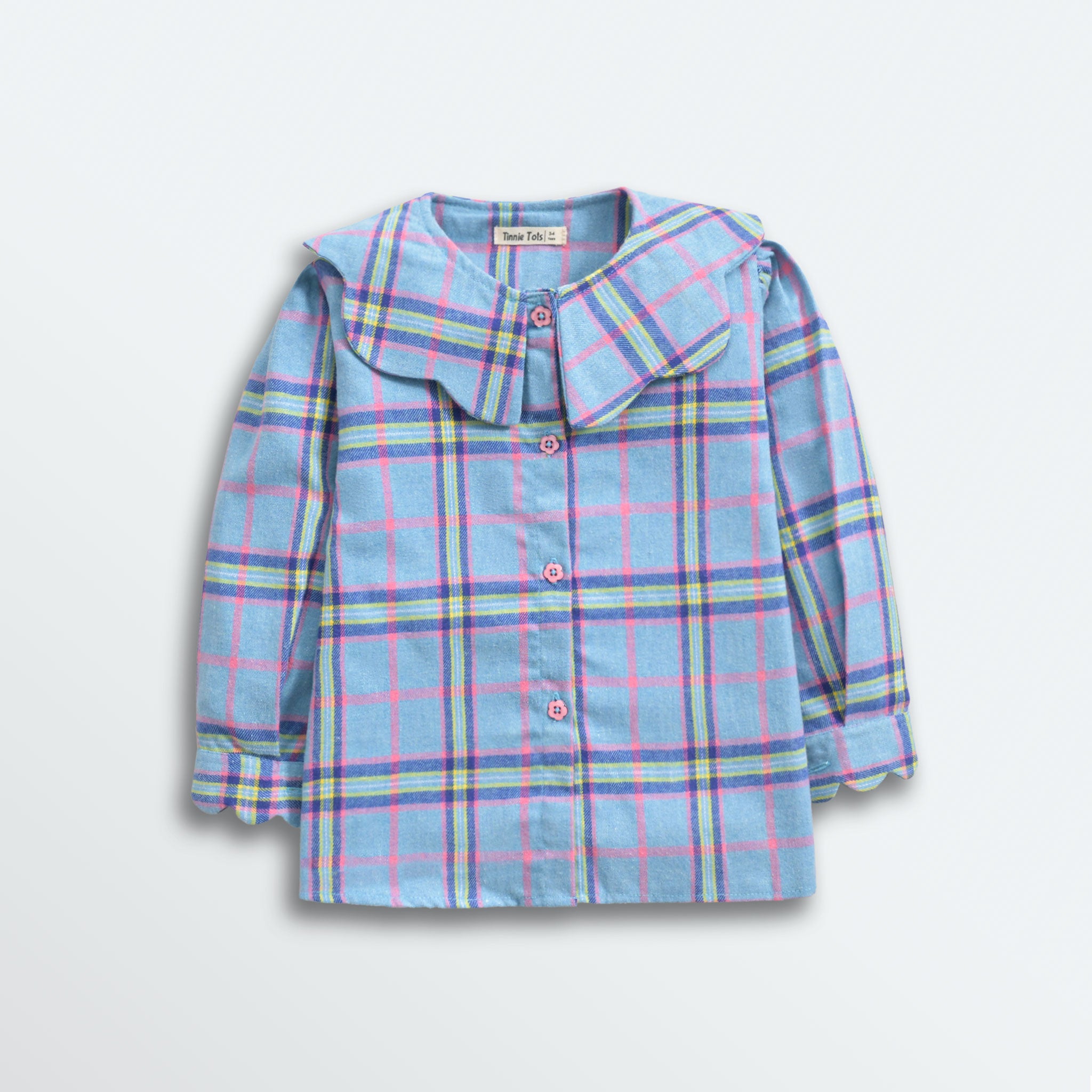 Sky Checkered Flannel Top