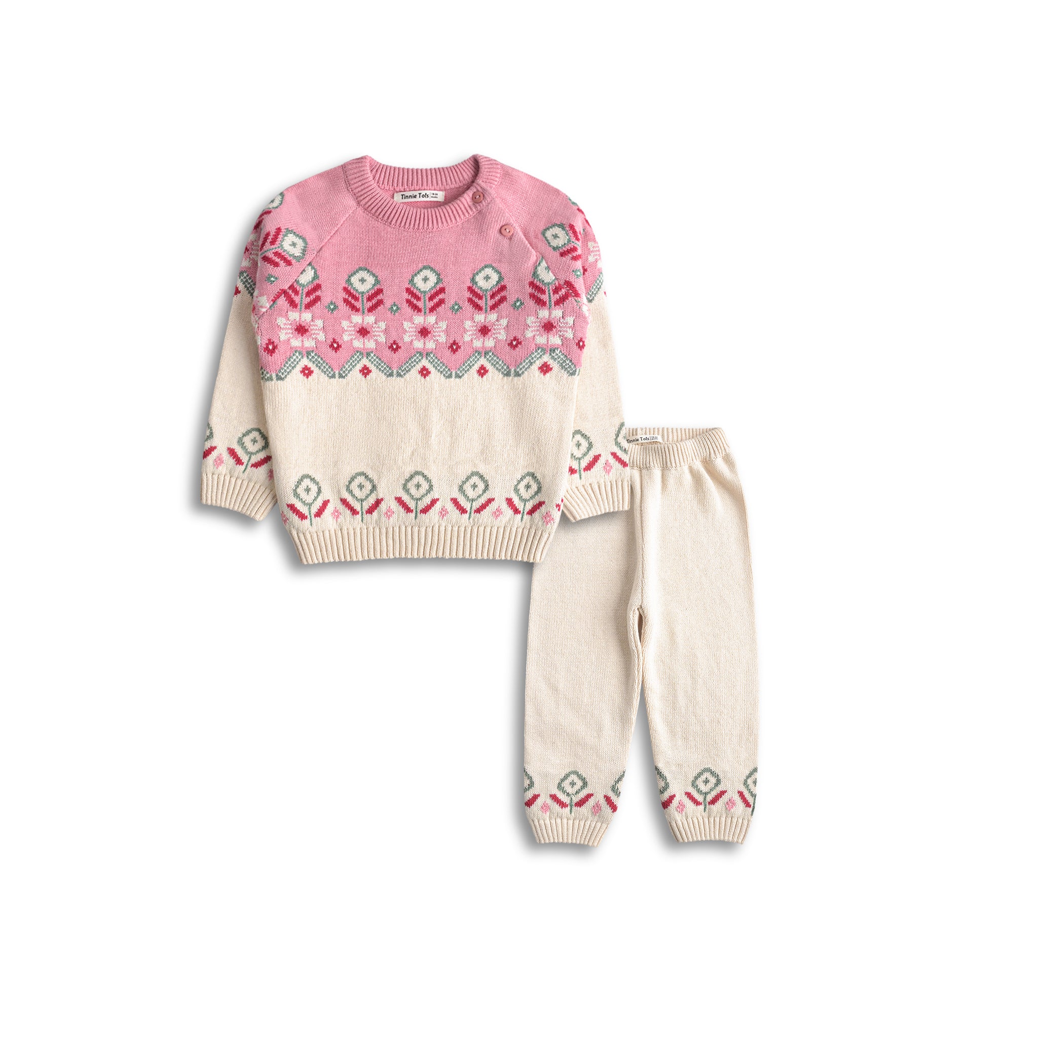 Floral Jacquard Knitted Sweater Set (2pc)