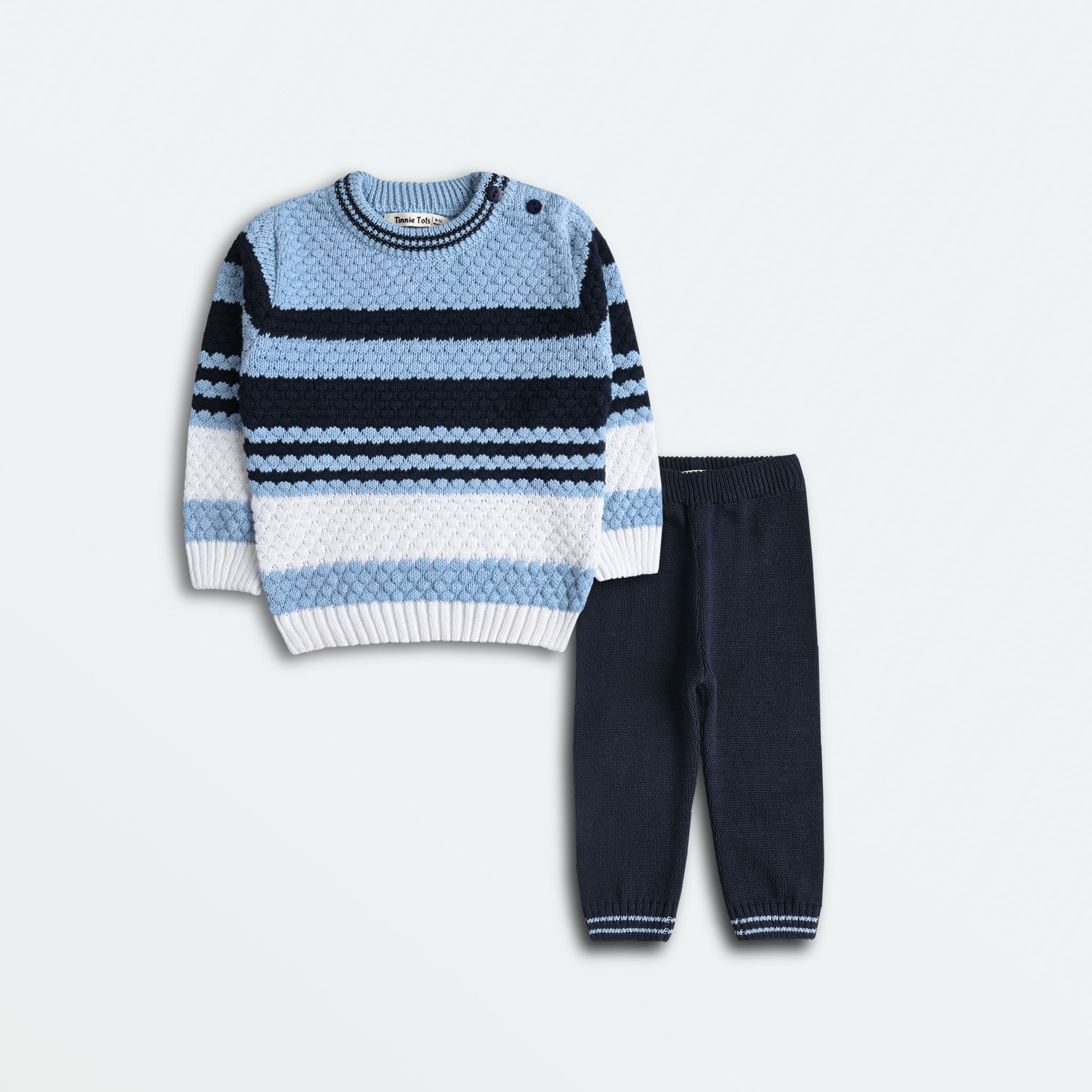 Blue Knitted Sweater Set (2pc)