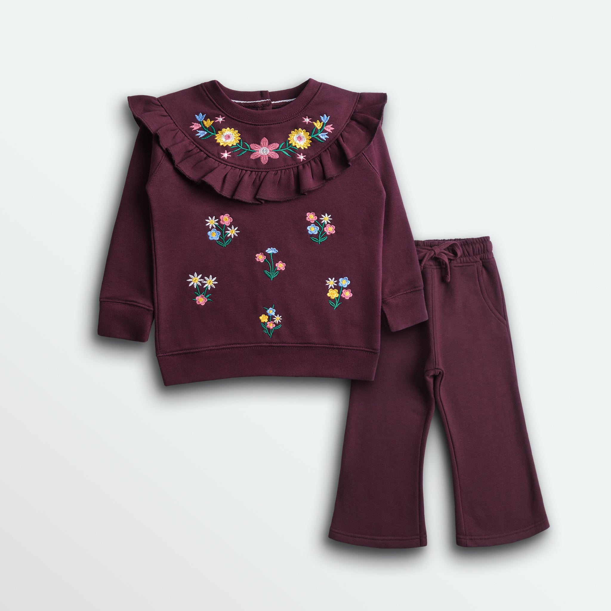 Floral Embroidered Fleece Set (2pc)