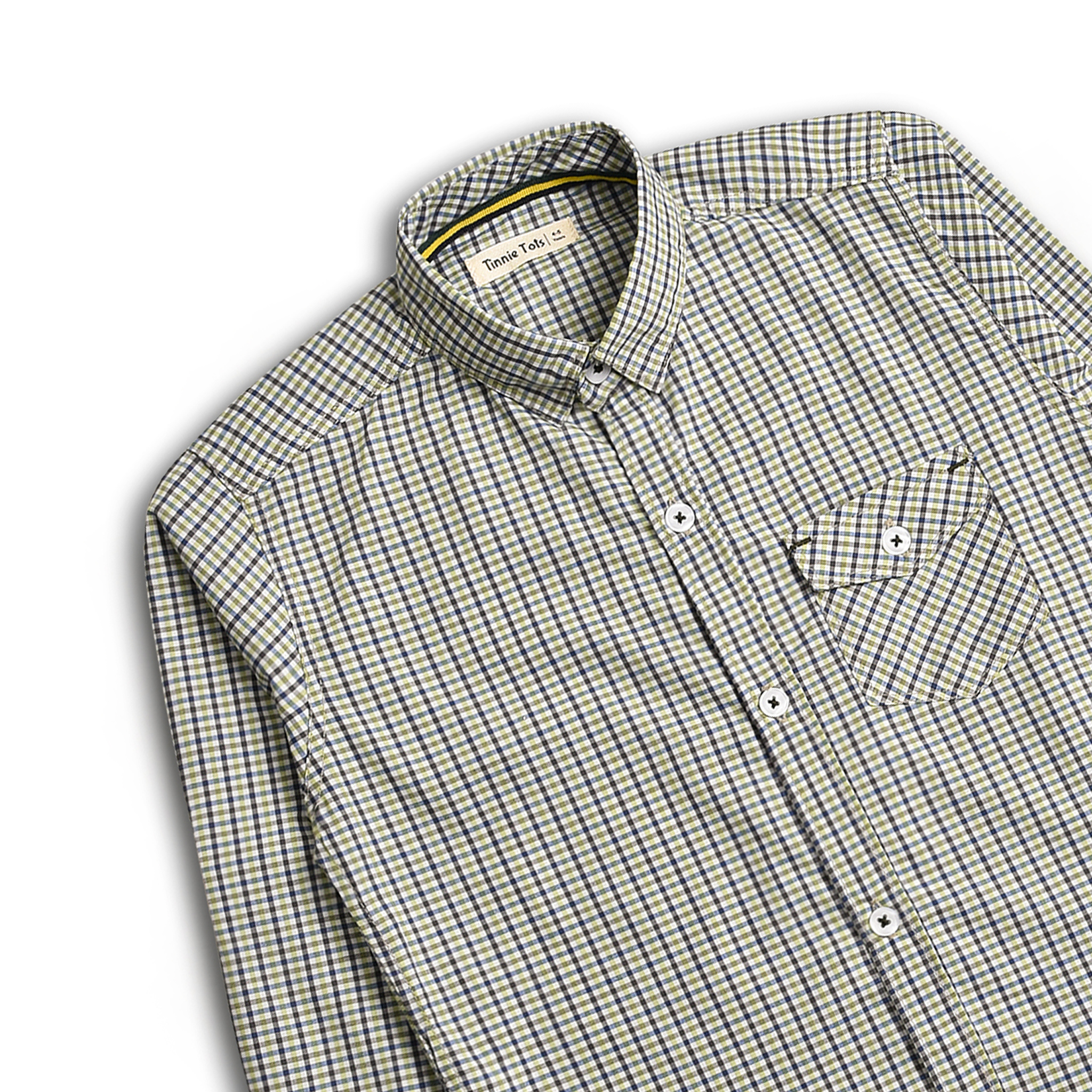 Khaki Green Checkered Casual Shirt