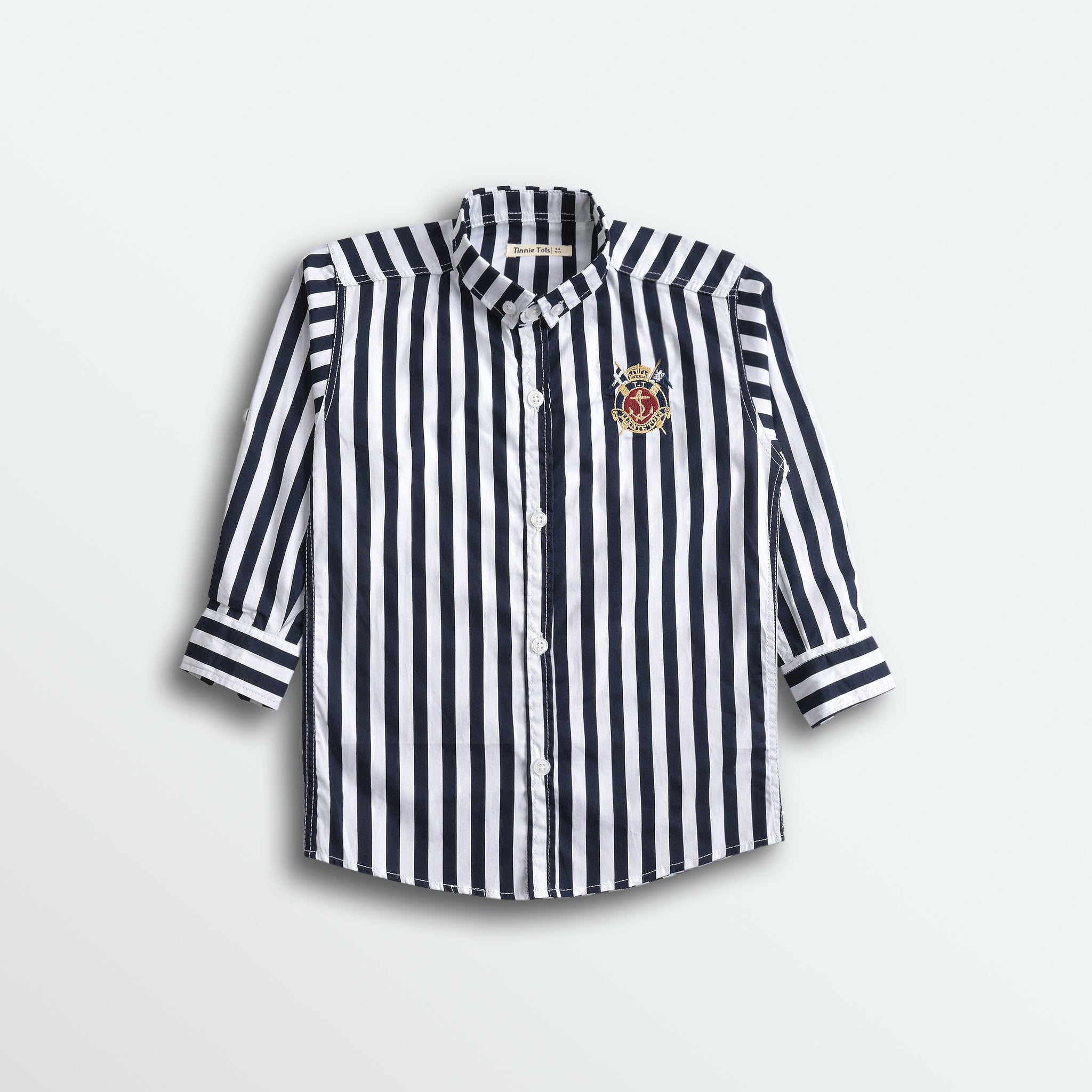 Navy Striped Full Sleeves Shirt