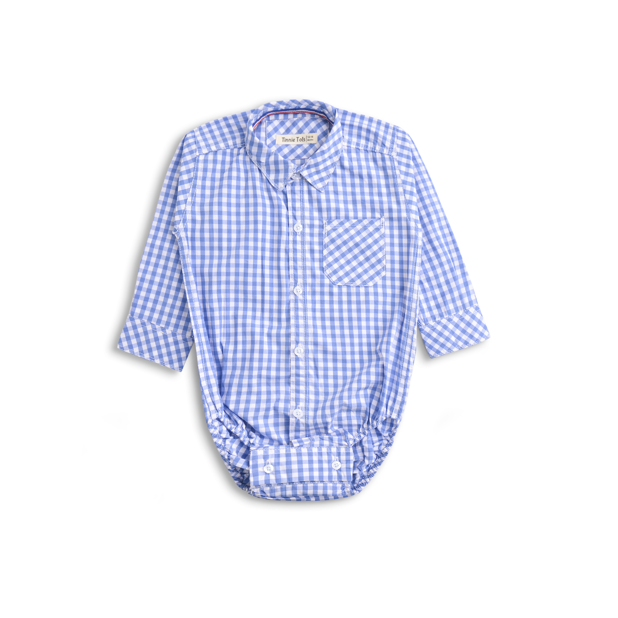 Blue Checkered Romper Shirt