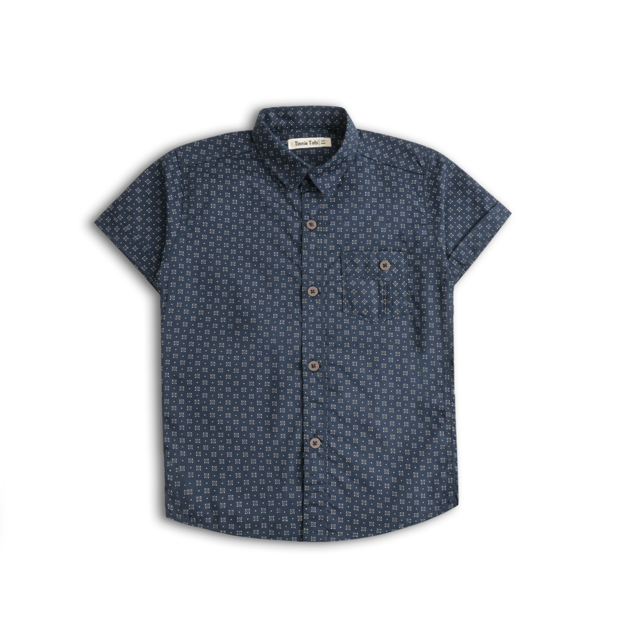 Navy Printed Short Sleeves Shirt