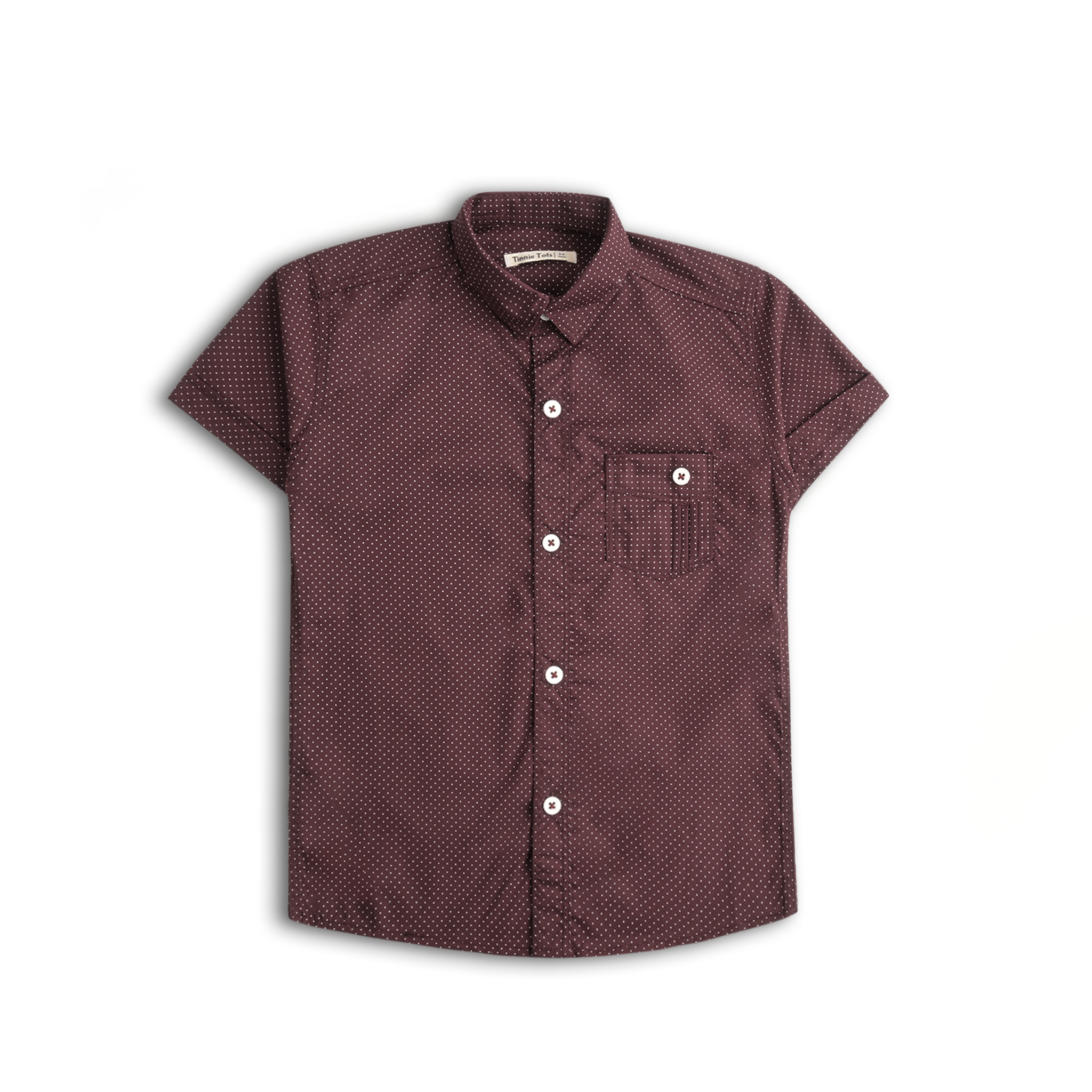 Maroon Polka Short Sleeves Shirt