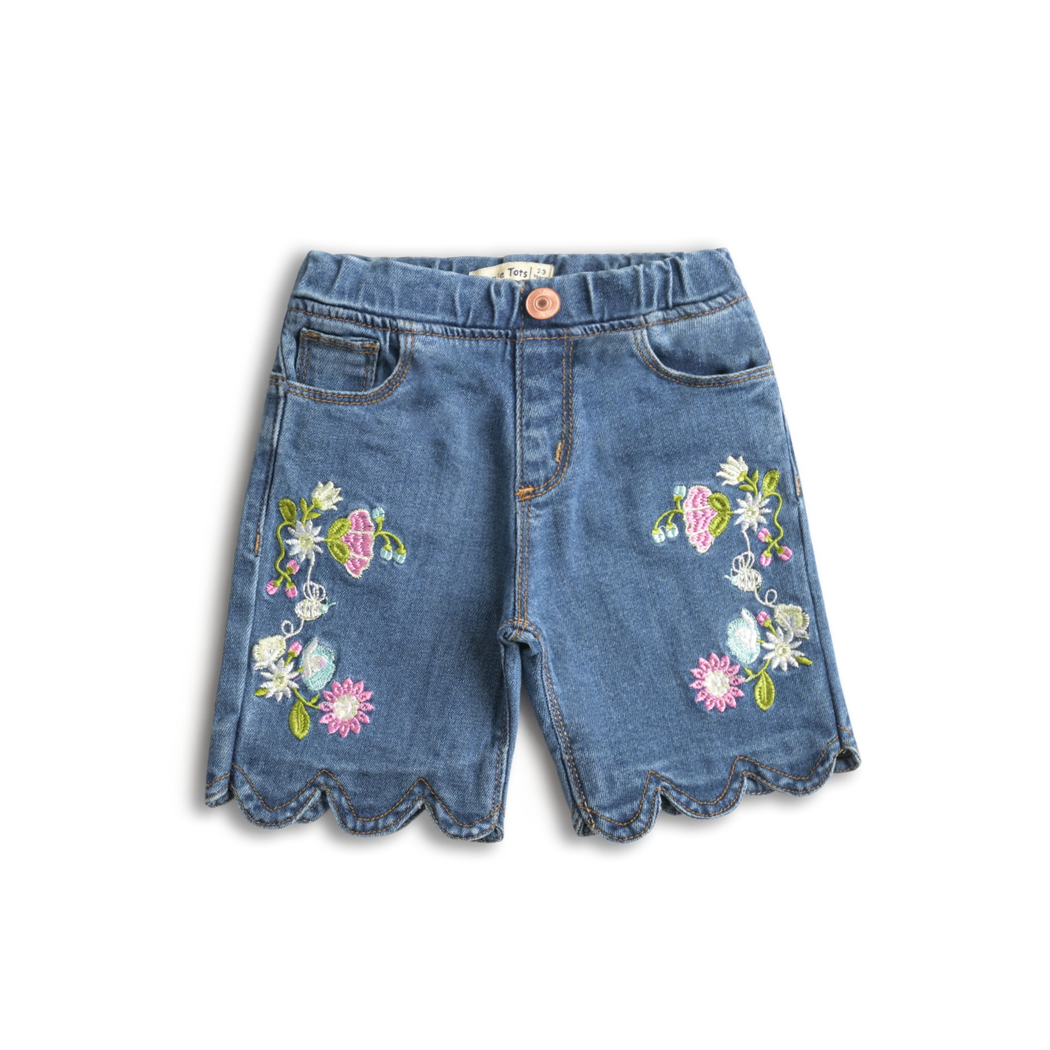 Floral Embroidered Denim Short