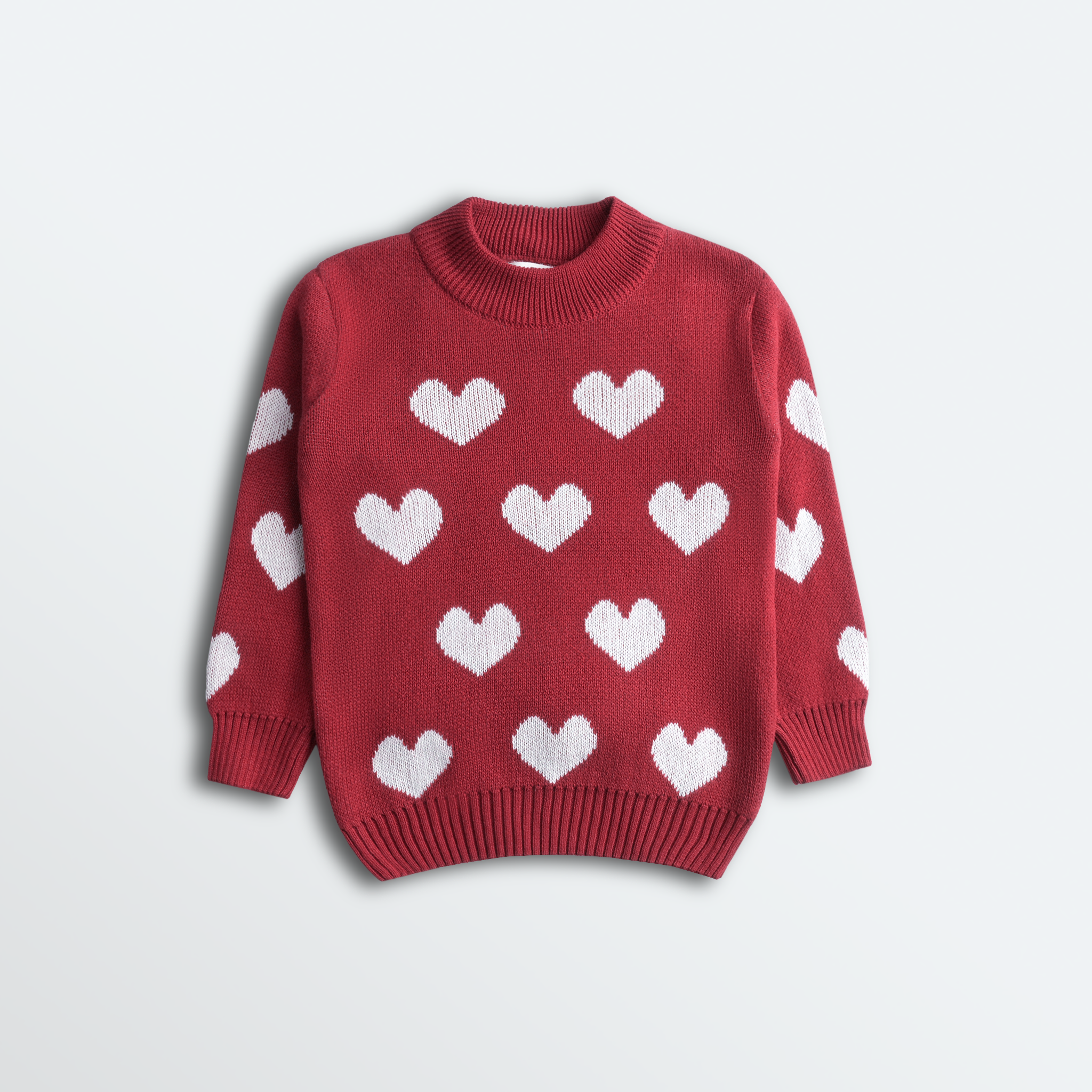 Mockneck Hearts Knitted Sweater