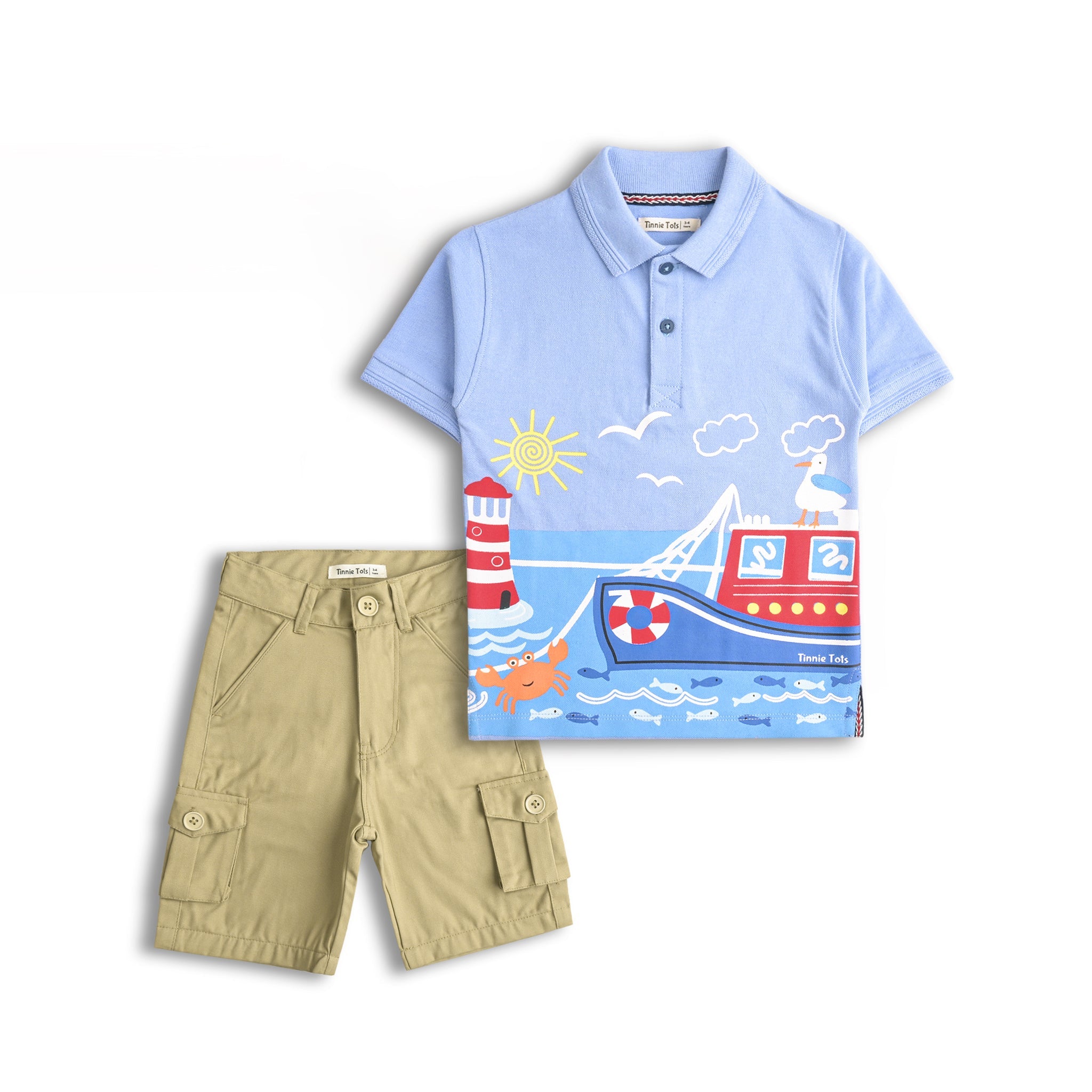 Ocean Vibes Polo 2Pc Set