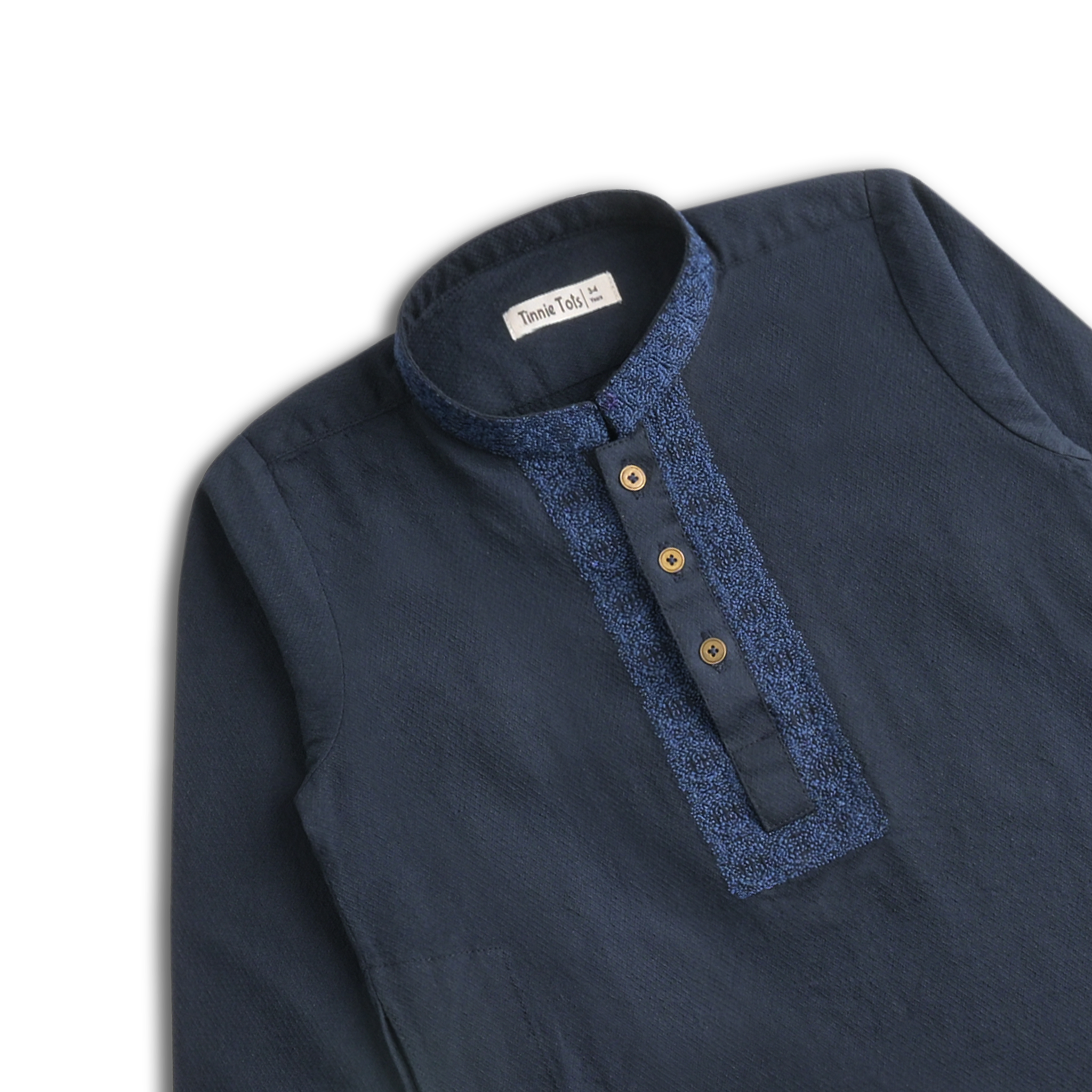 Navy Blue Embroidered Kurta