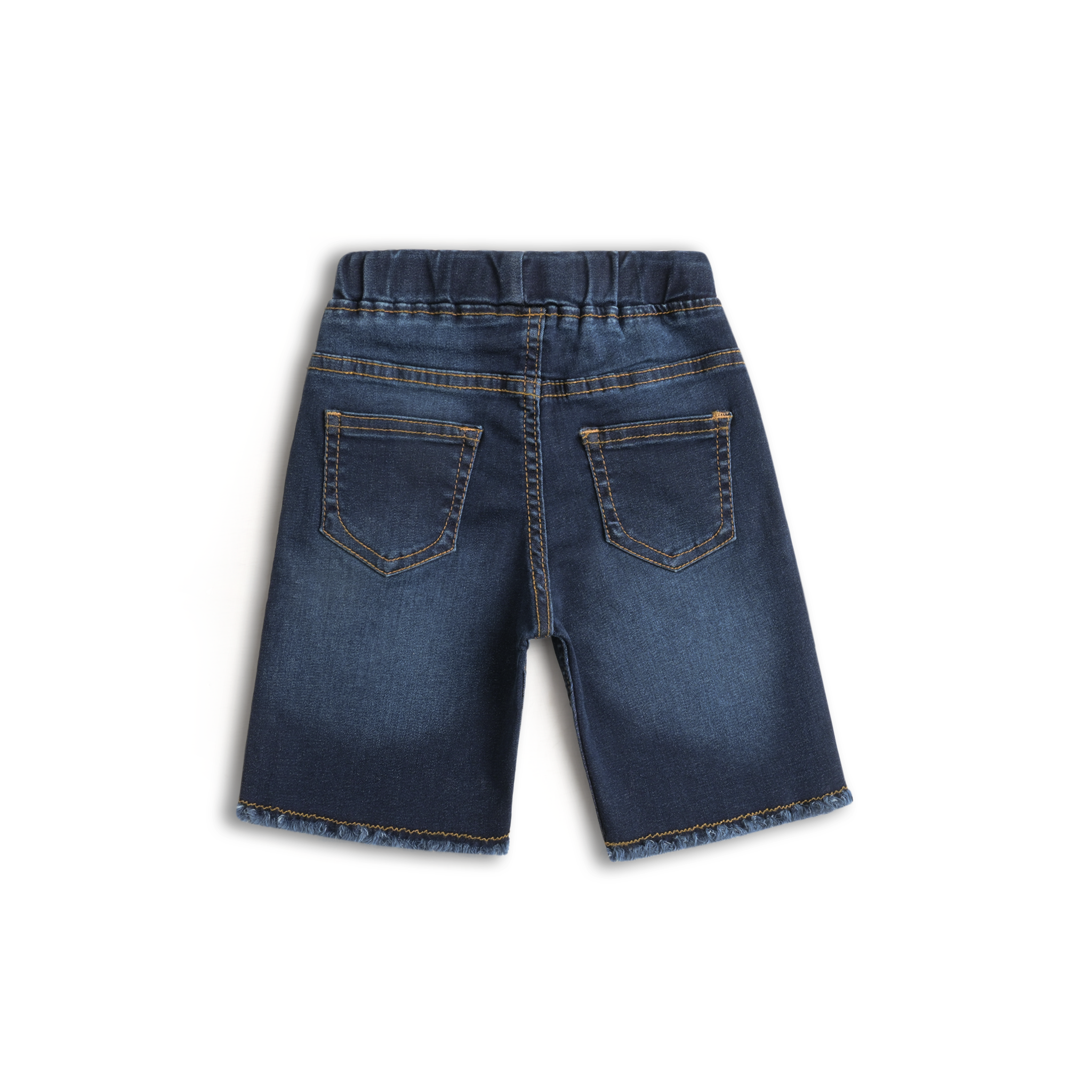 Embroidered Elastic Belt Denim Shorts