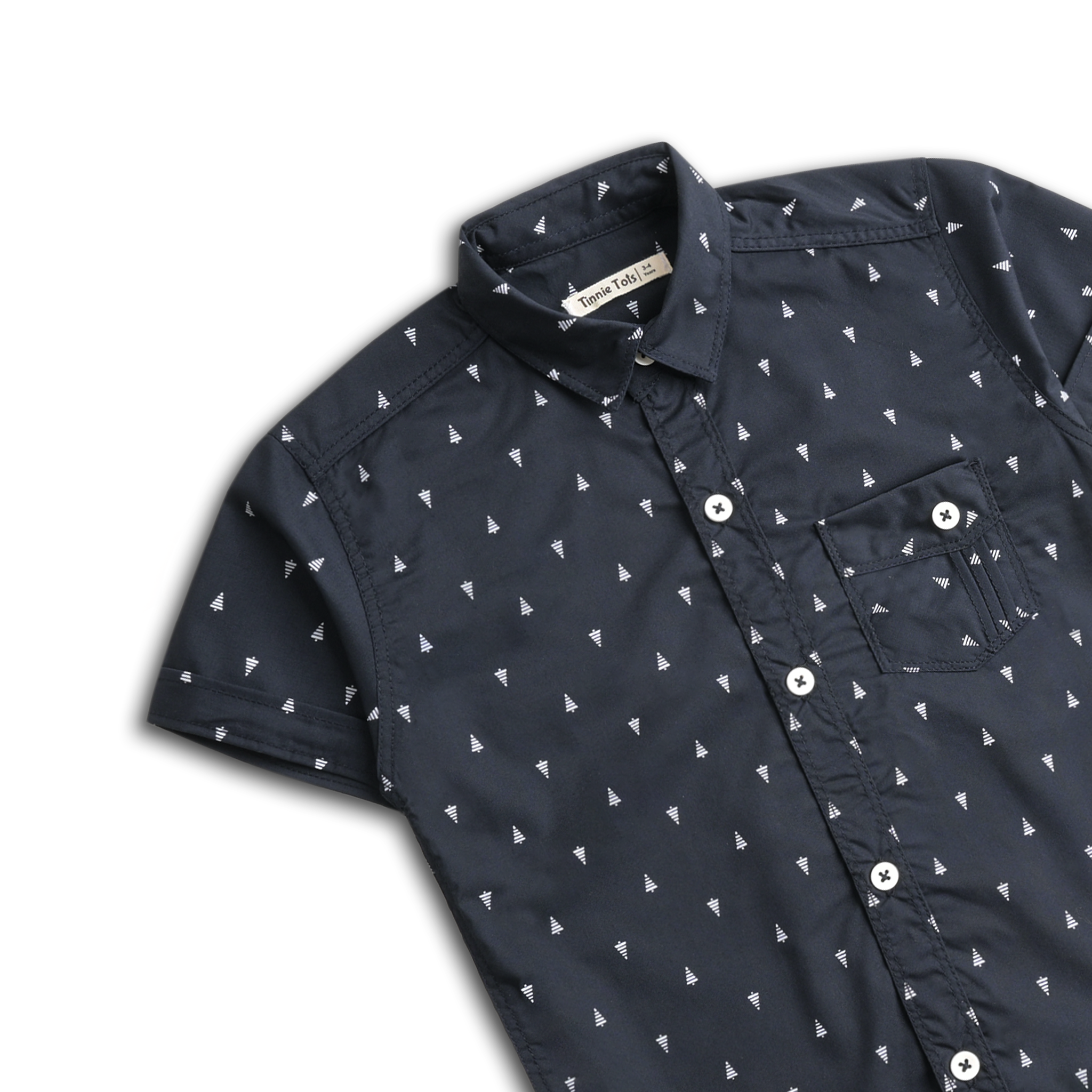 Midnight Blue Printed Short Sleeves Shirt