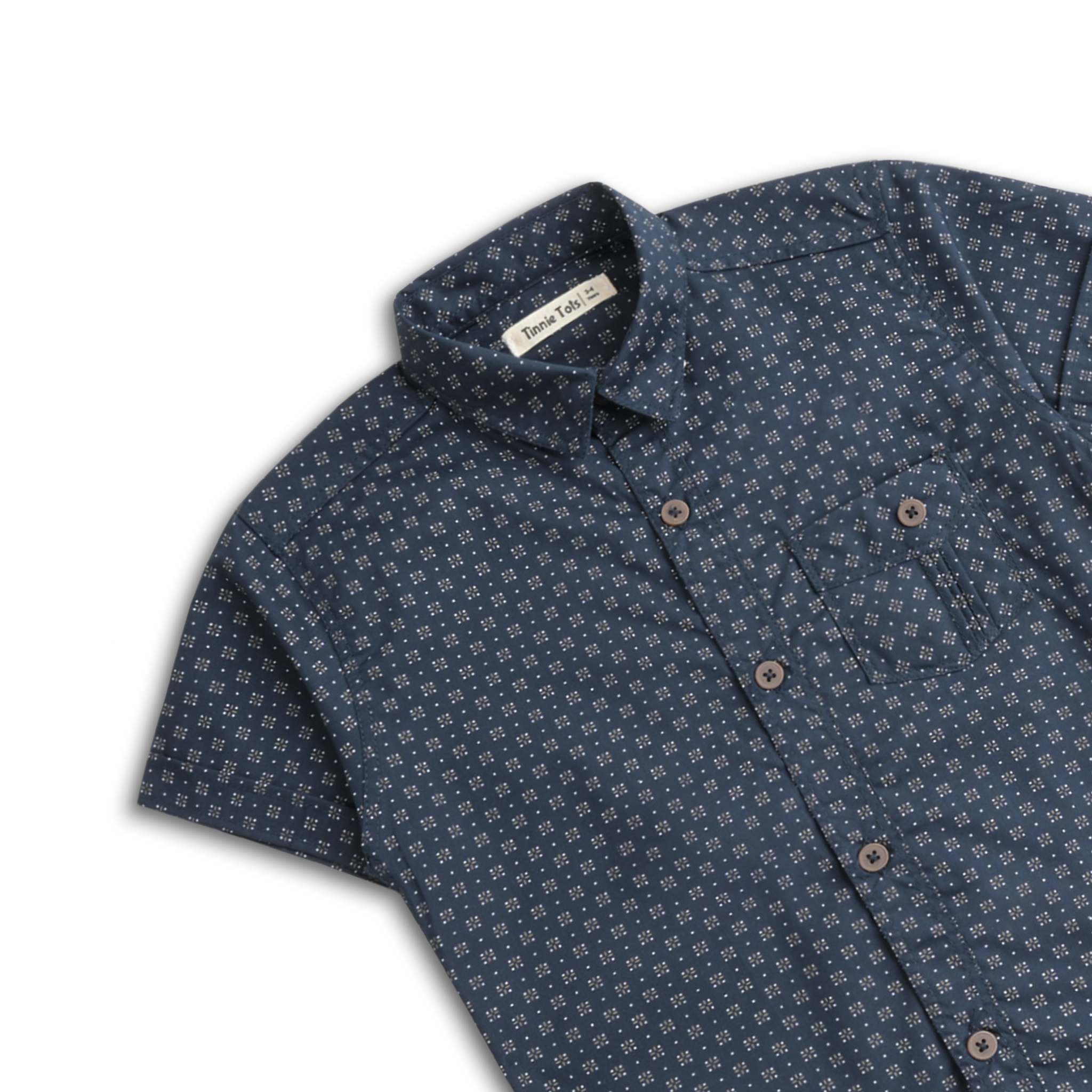Navy Printed Short Sleeves Shirt
