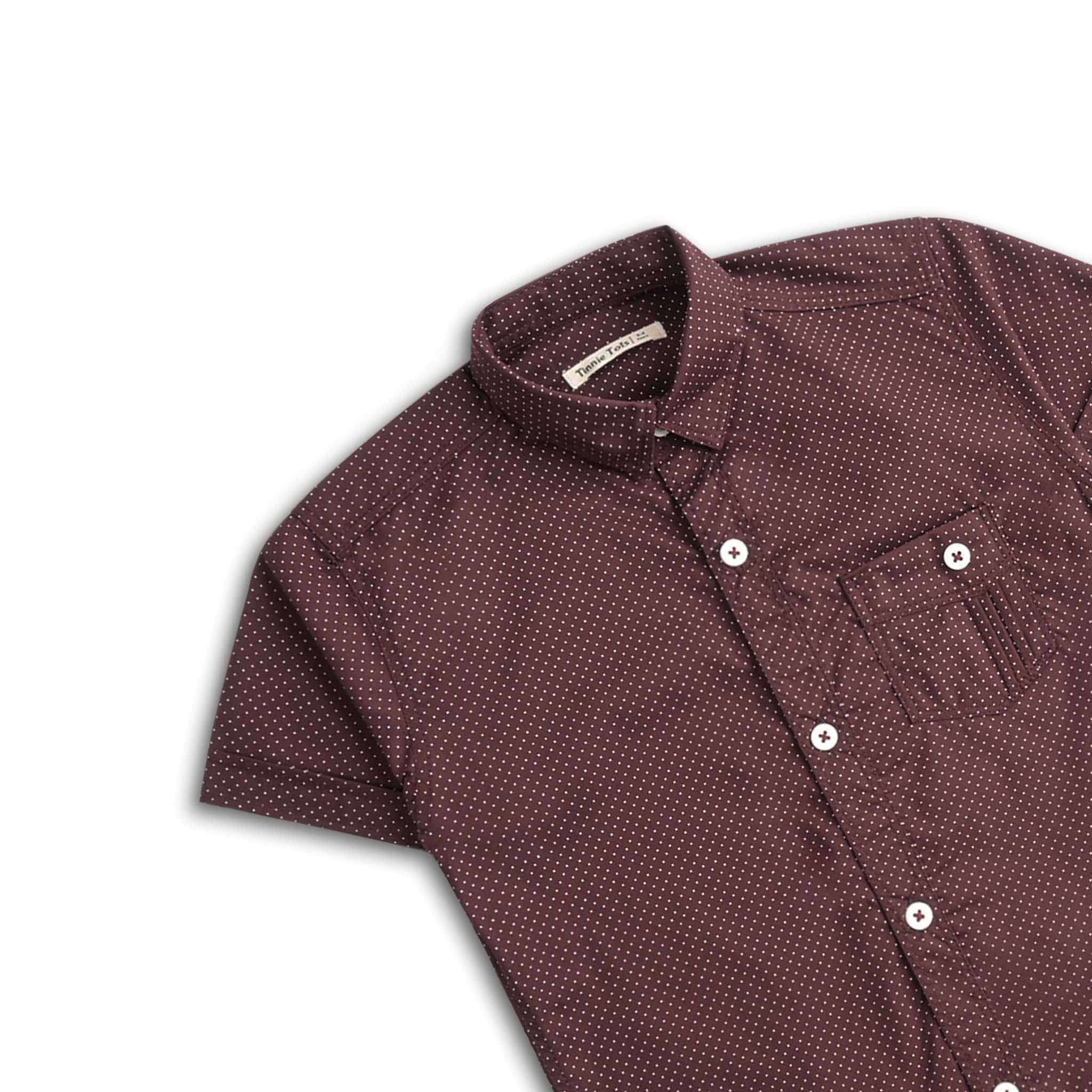 Maroon Polka Short Sleeves Shirt