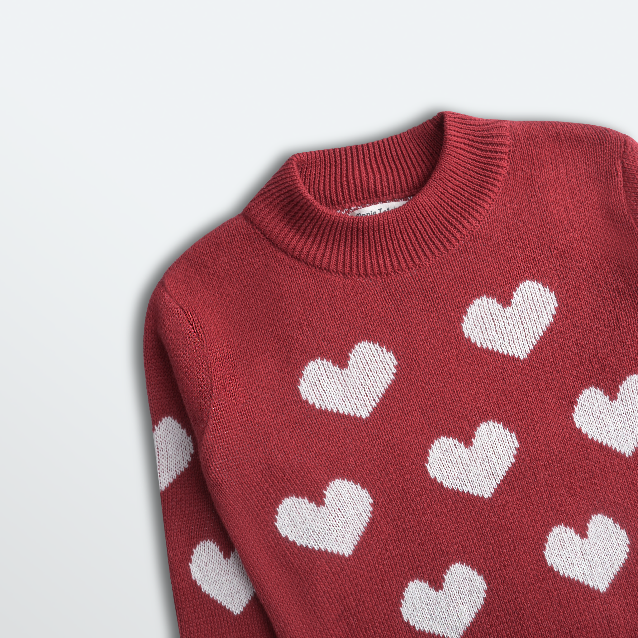 Mockneck Hearts Knitted Sweater
