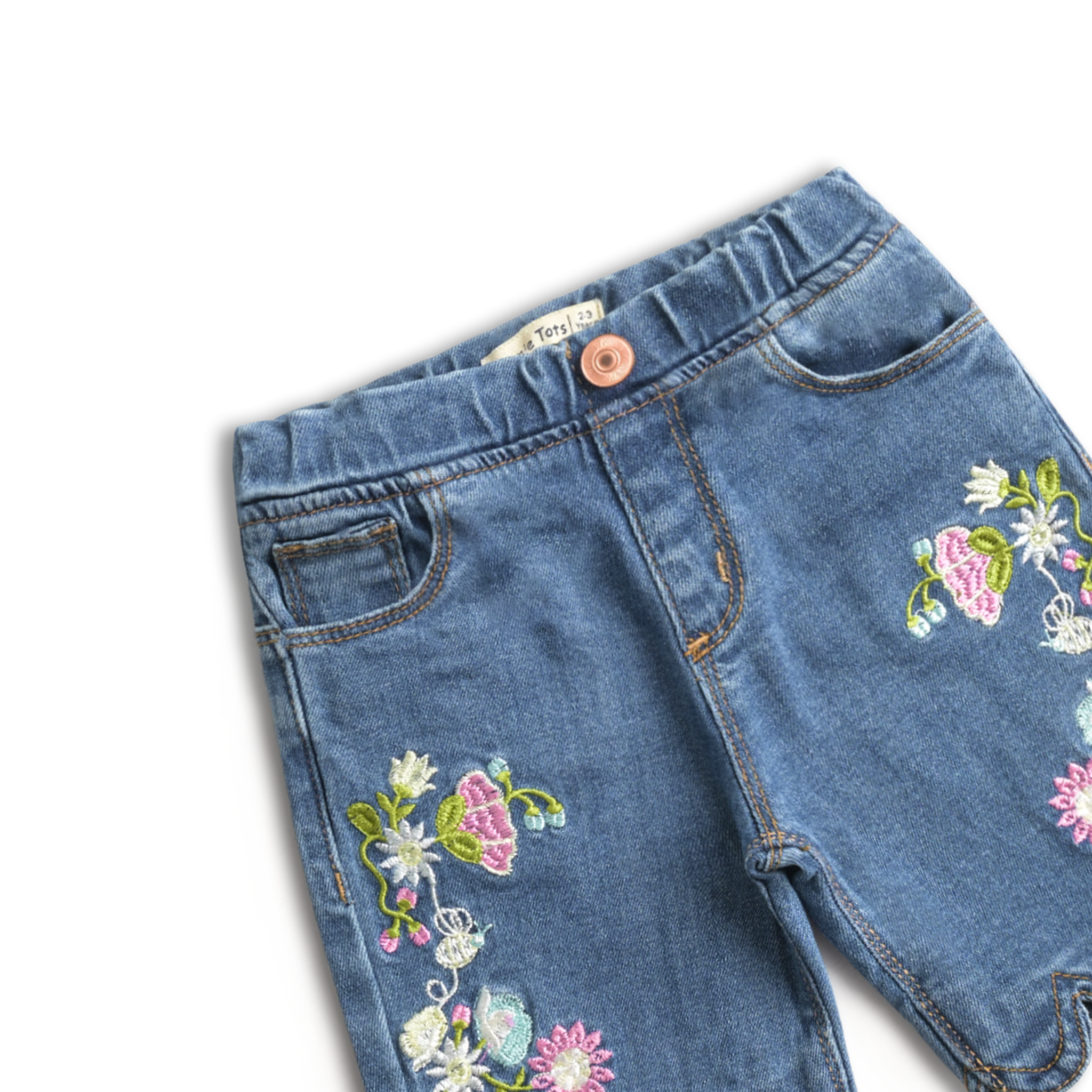 Floral Embroidered Denim Short