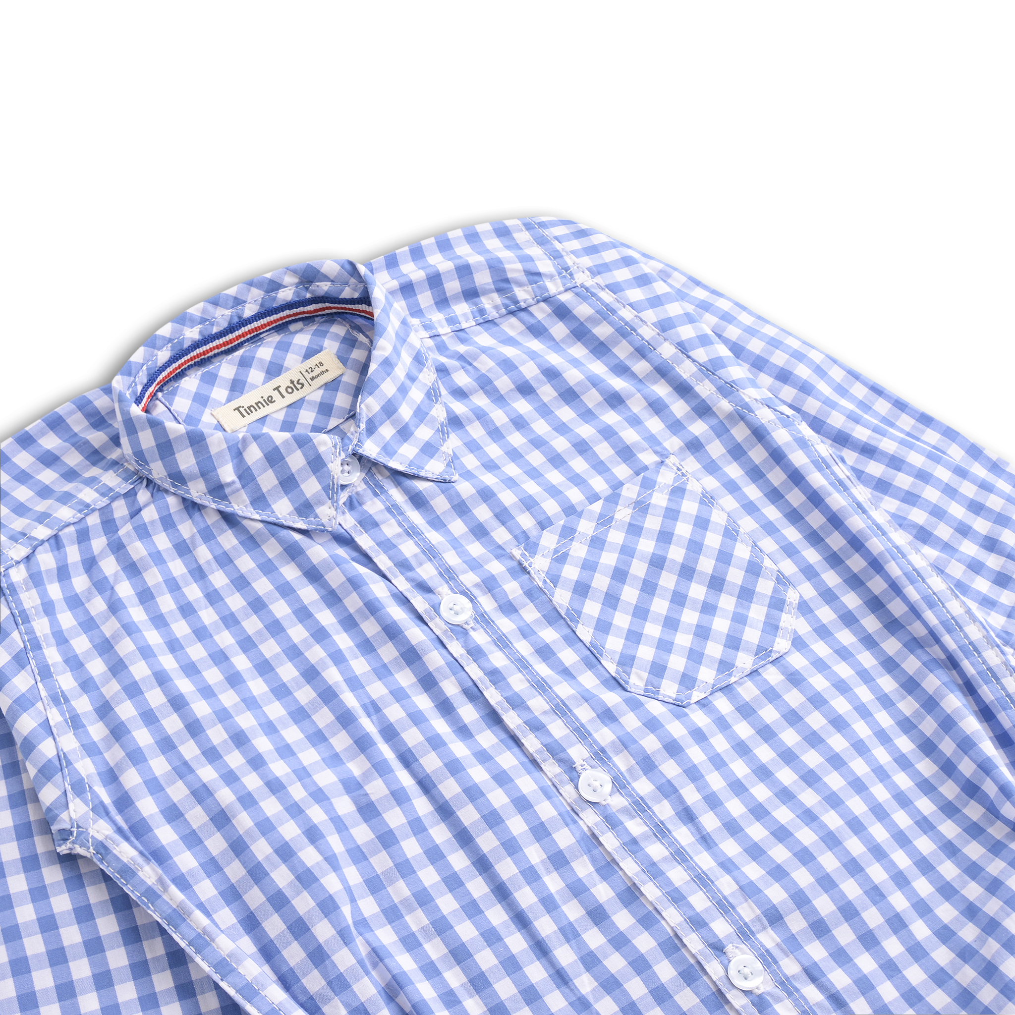 Blue Checkered Romper Shirt