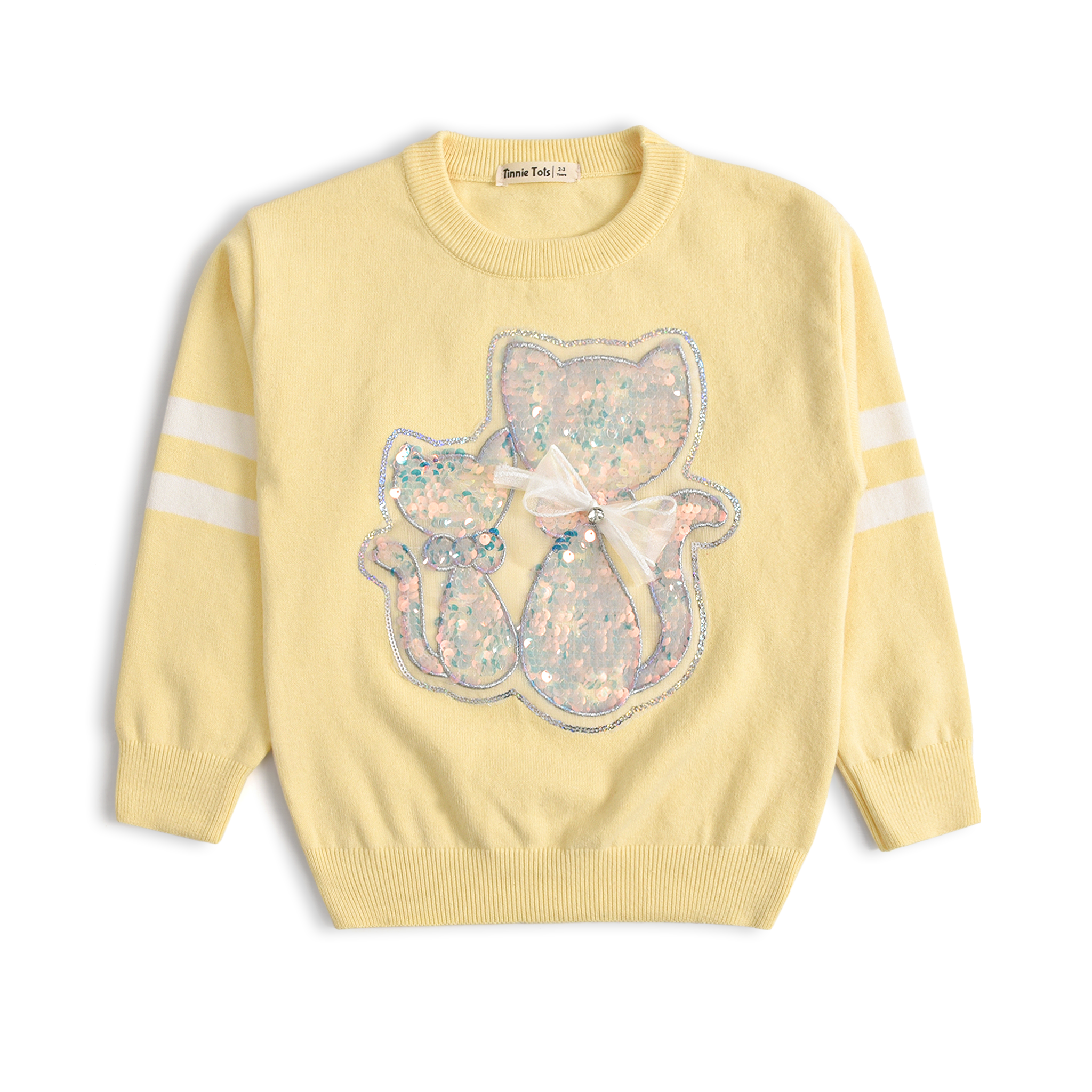 Yellow Kitty Embellished Sweater