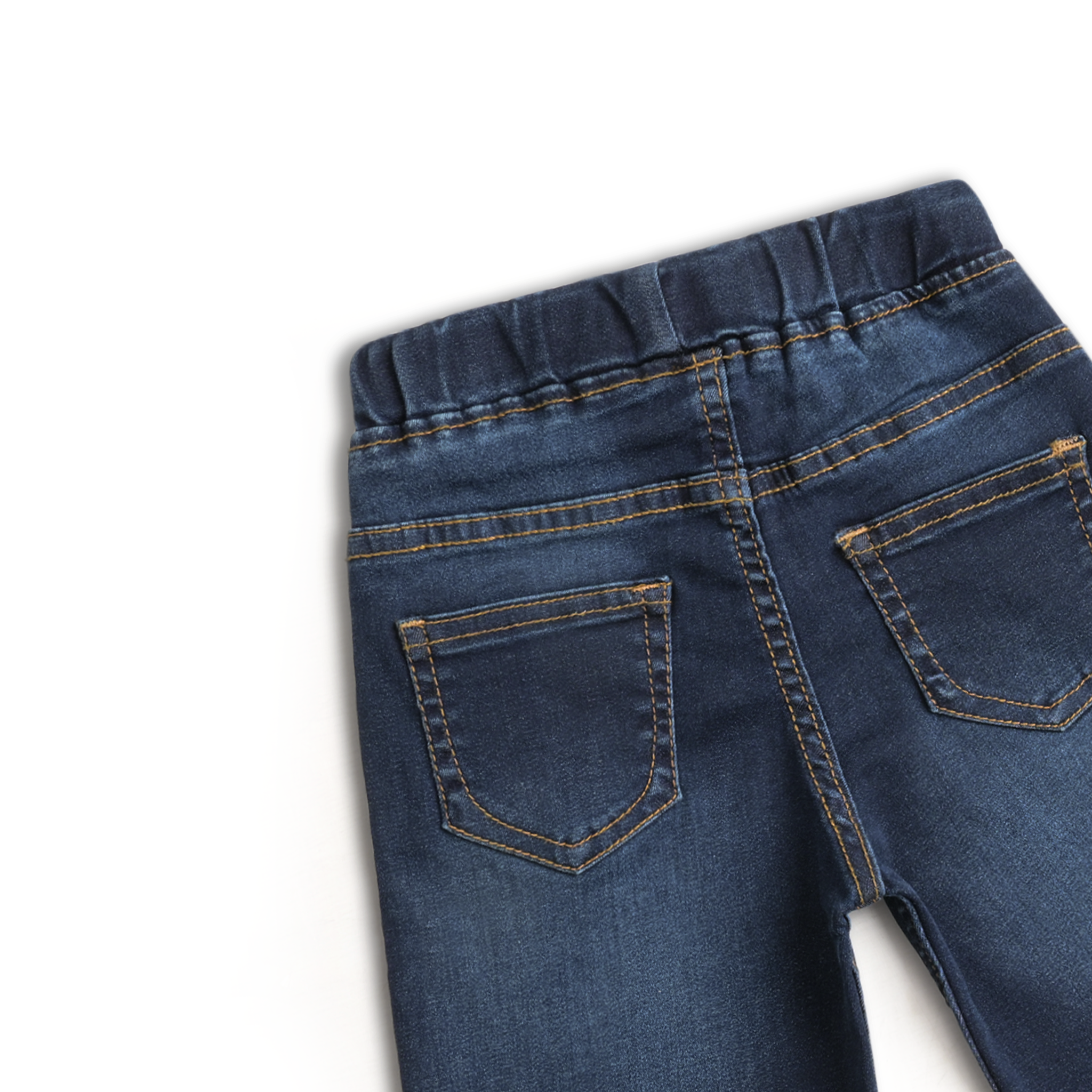 Embroidered Elastic Belt Denim Shorts