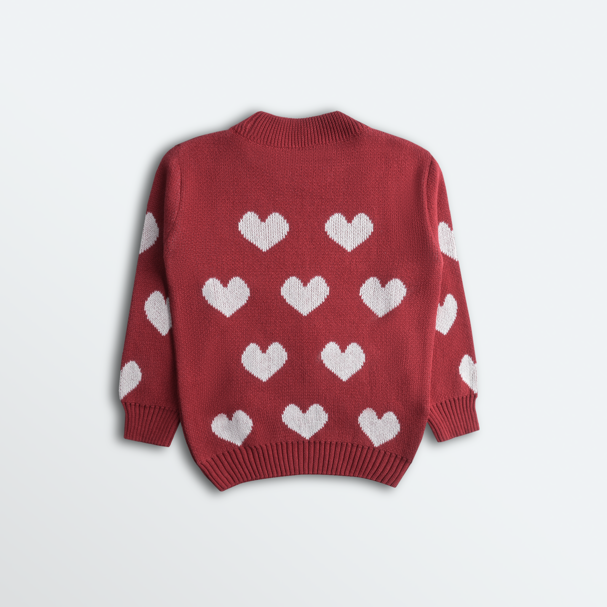 Mockneck Hearts Knitted Sweater