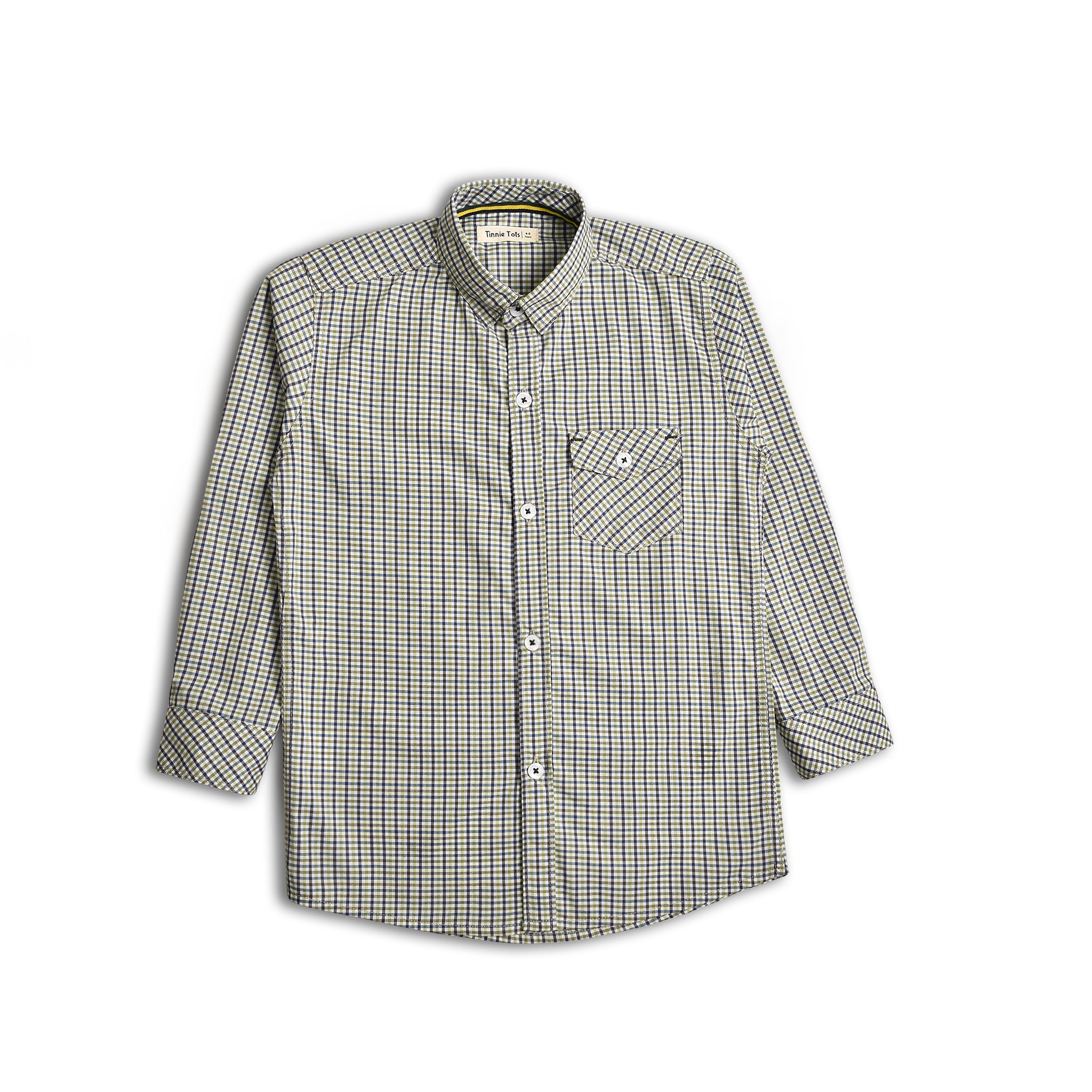 Khaki Green Checkered Casual Shirt