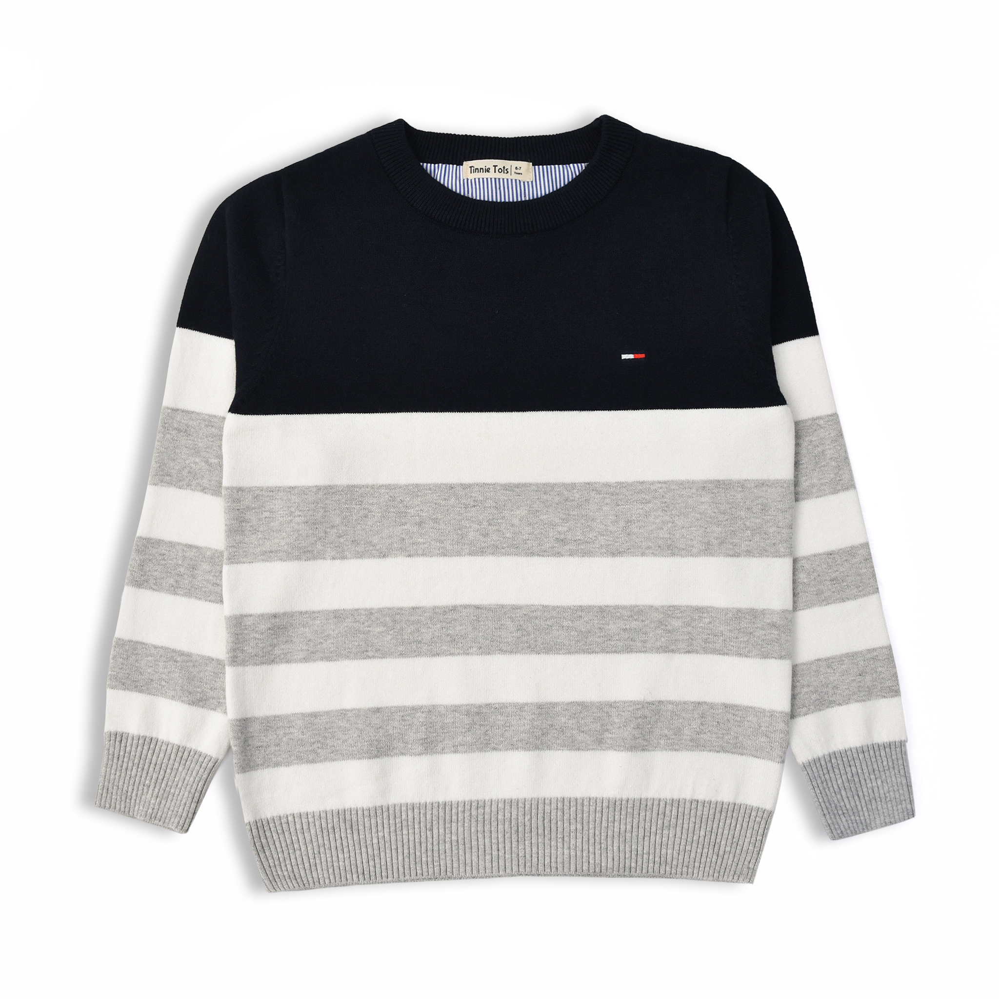 Grey & Dark Navy Striped Sweater