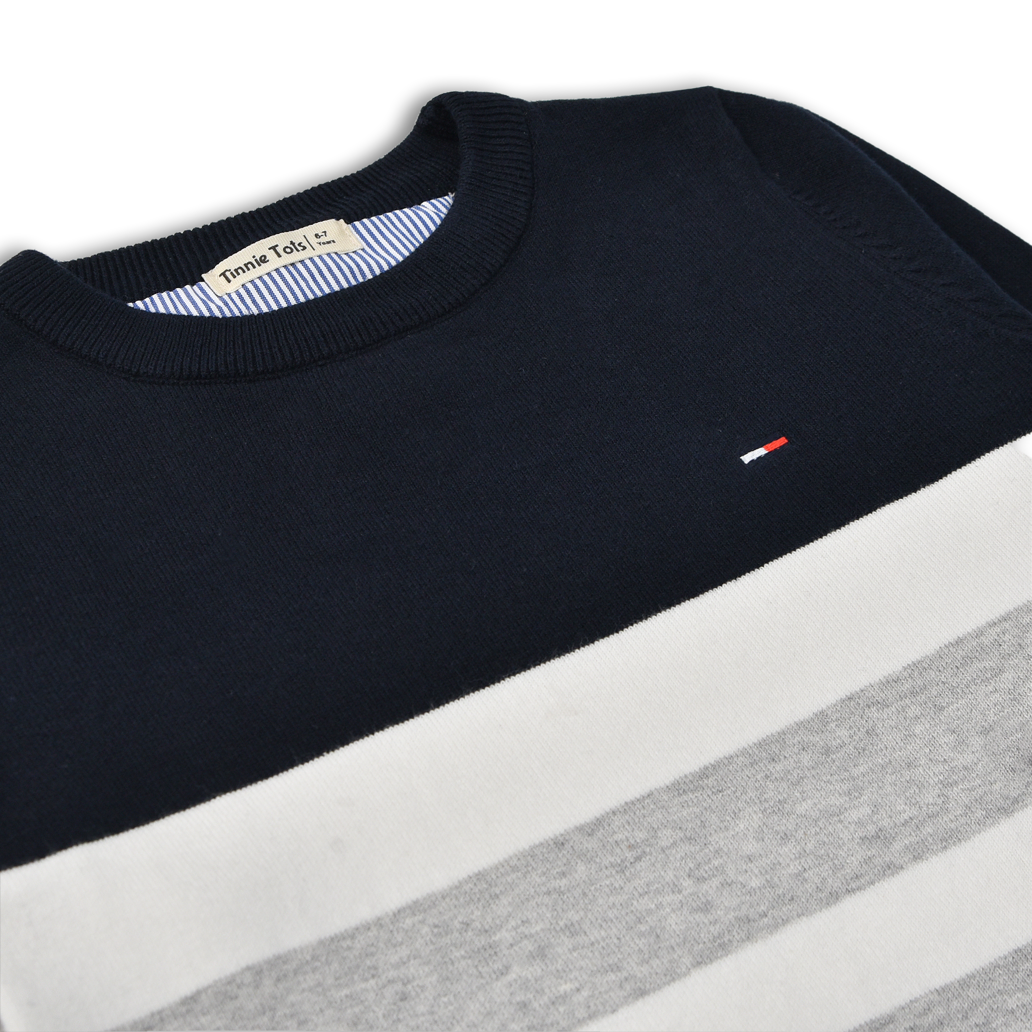 Grey & Dark Navy Striped Sweater