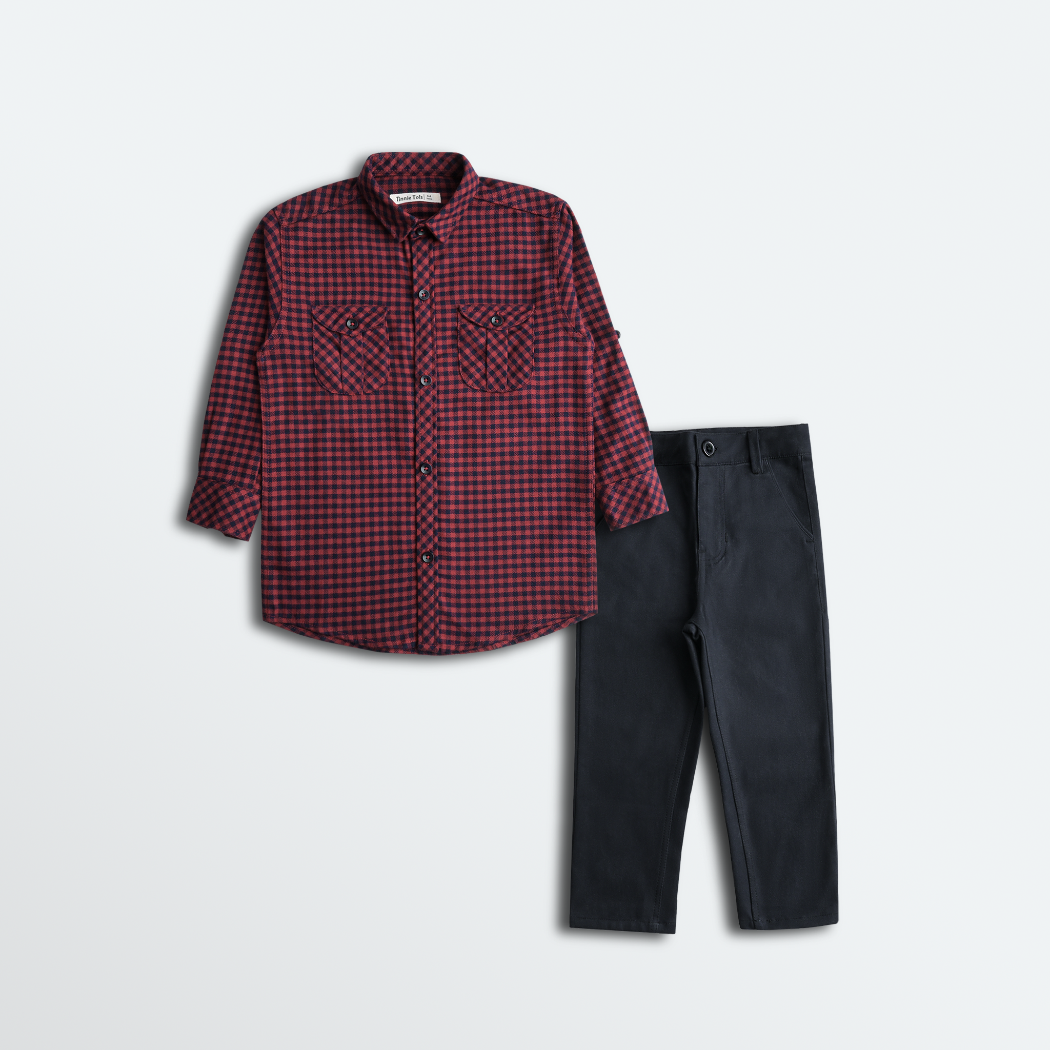 Red & Navy Checkered 2pc Set