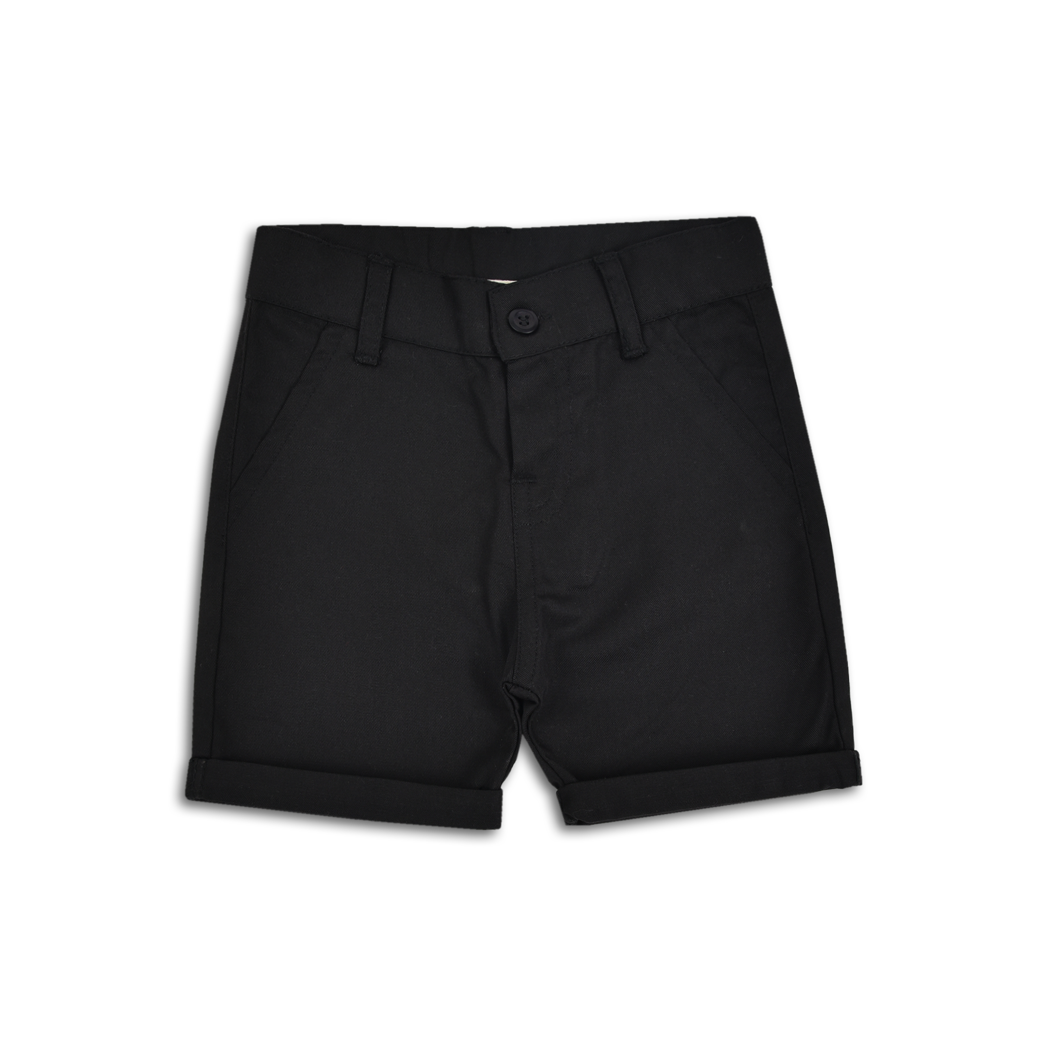 Jet Black Cotton Shorts