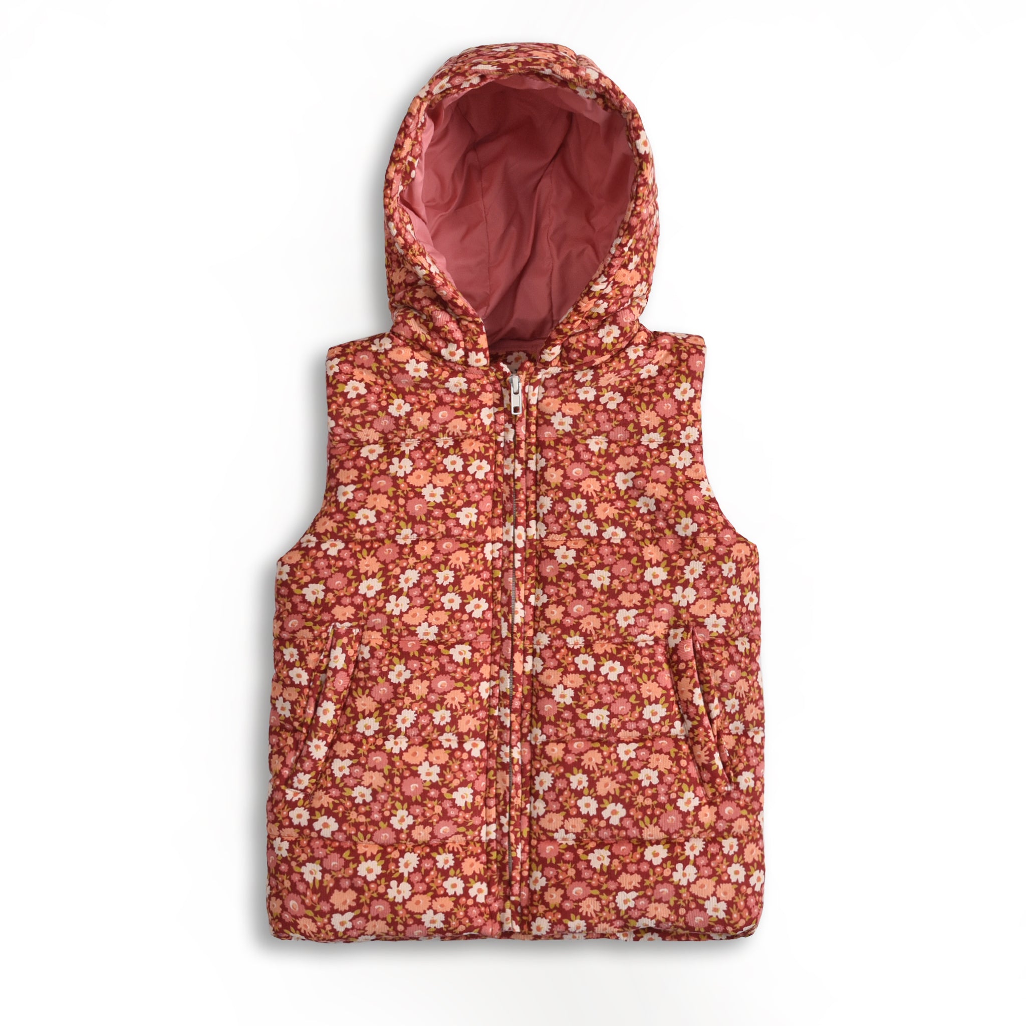 Floral Corduroy Puffer Jacket